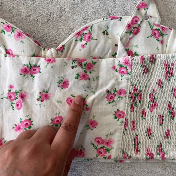 NWT Zara Linen Blend Floral Crop Top M - Picture 14 of 14